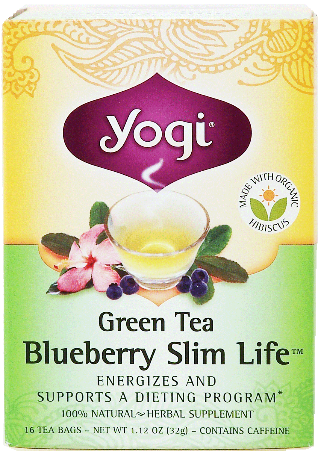 Yogi Blueberry Slim Life green tea that supports a dieting program, 16-tea bags Full-Size Picture